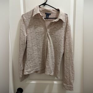 The Limited Large  Vintage Beige  Early 2000’s Blouse Lace Boho Coastal Minimal